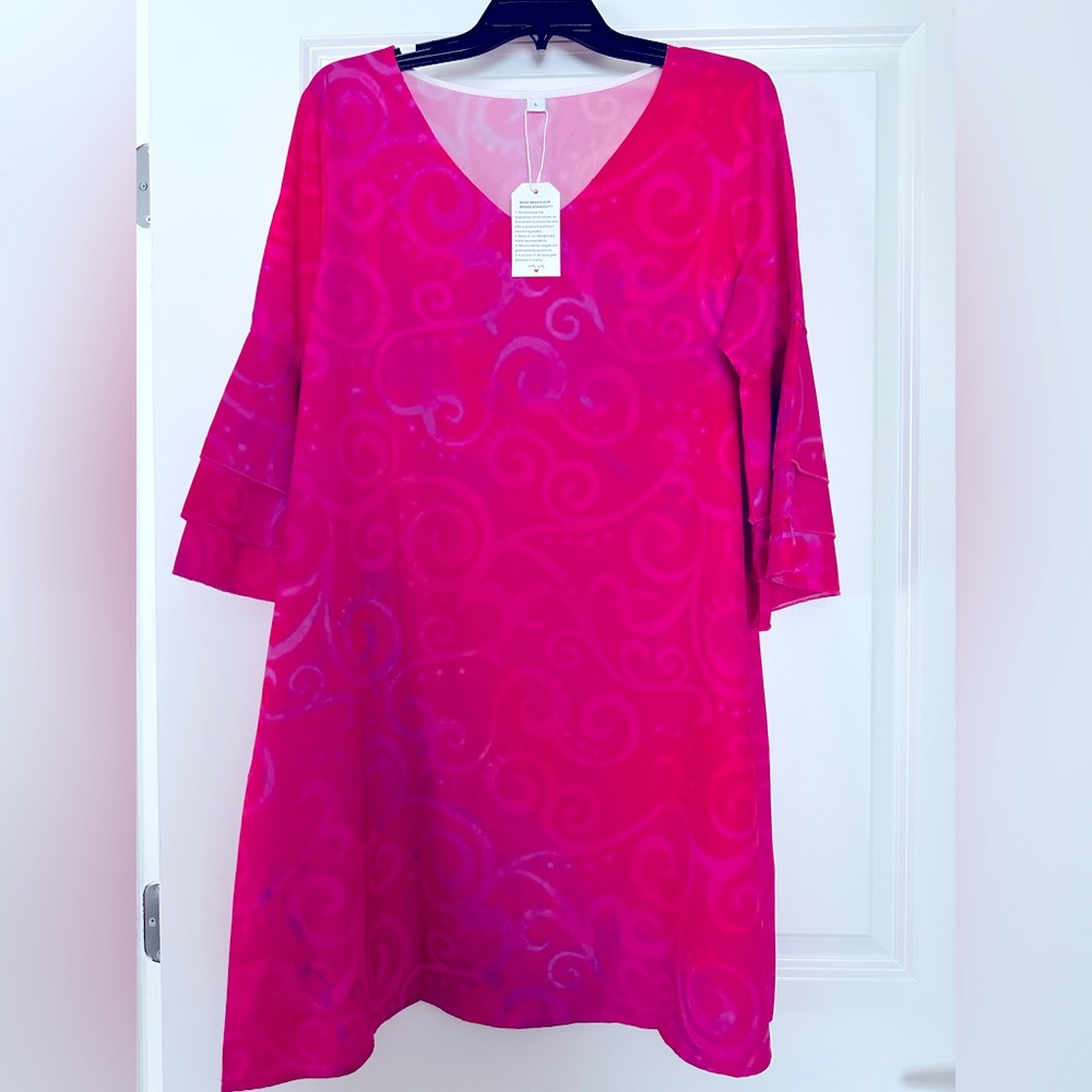 Pink swirl patterned dress